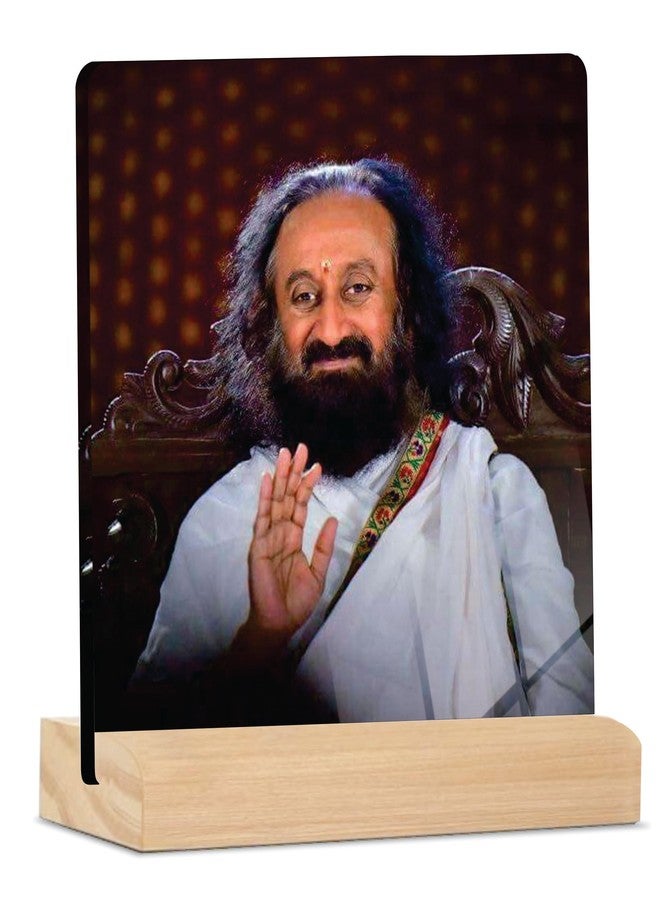 Giftplease Sri Sri Ravi Shankar ji Tabletop Photo Frame with Wooden Stand | Desk Frame for Home & Office D cor | Spiritual & Inspirational Gift | Elegant Display Frame for Pictures GMP_72 - Image 1